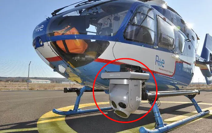 Aerial thermography with infrared camera - Gimbal mount at helicopter
