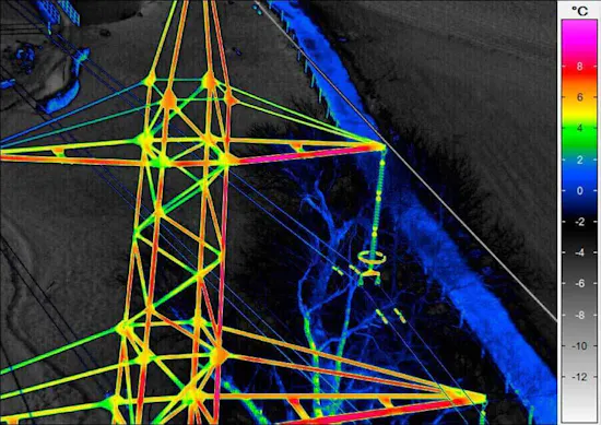 Aerial thermography - high voltage pylon