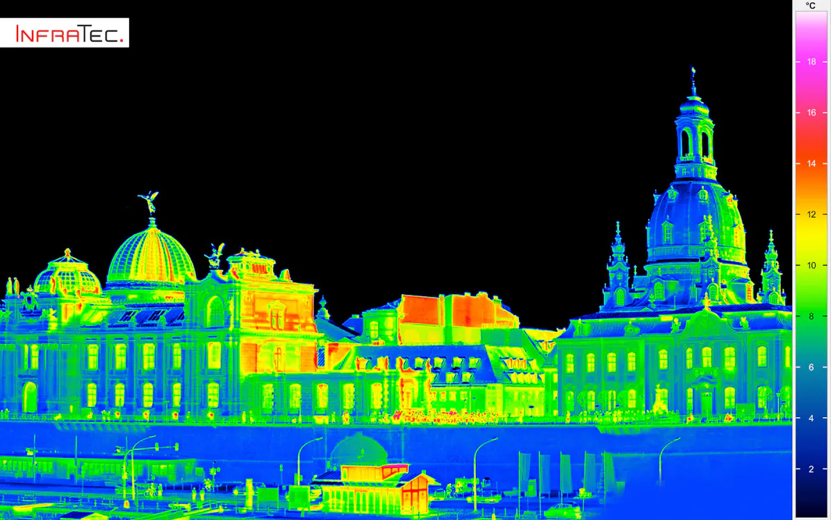 InfraTec - Thermal image Silhouette Elbe river Dresden