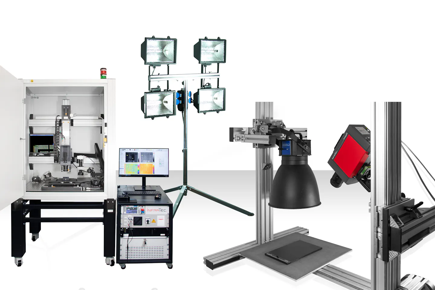 Display of the excitation units for lock-in thermography Display of the excitation units for lock-in thermography