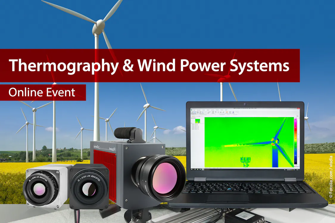 Thermal imaging cameras in front of a wind power plant