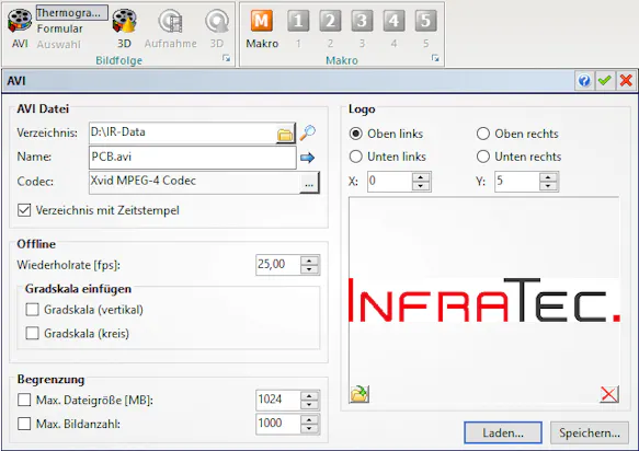 InfraTec Thermografie-Software IRBIS 3 – AVI-Generator