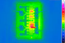 Hot spot detektion of GaN - HEMTs (High-Electron-Mobility-Transistors), consisting of GaN