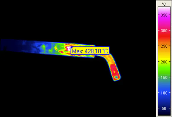 InfraTec Thermografie Physikalische Grundlagen - Lötkolben, Maximumtemperatur: 428 °C