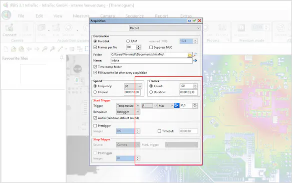 InfraTec Thermography Software IRBIS 3 – Data Acquisition