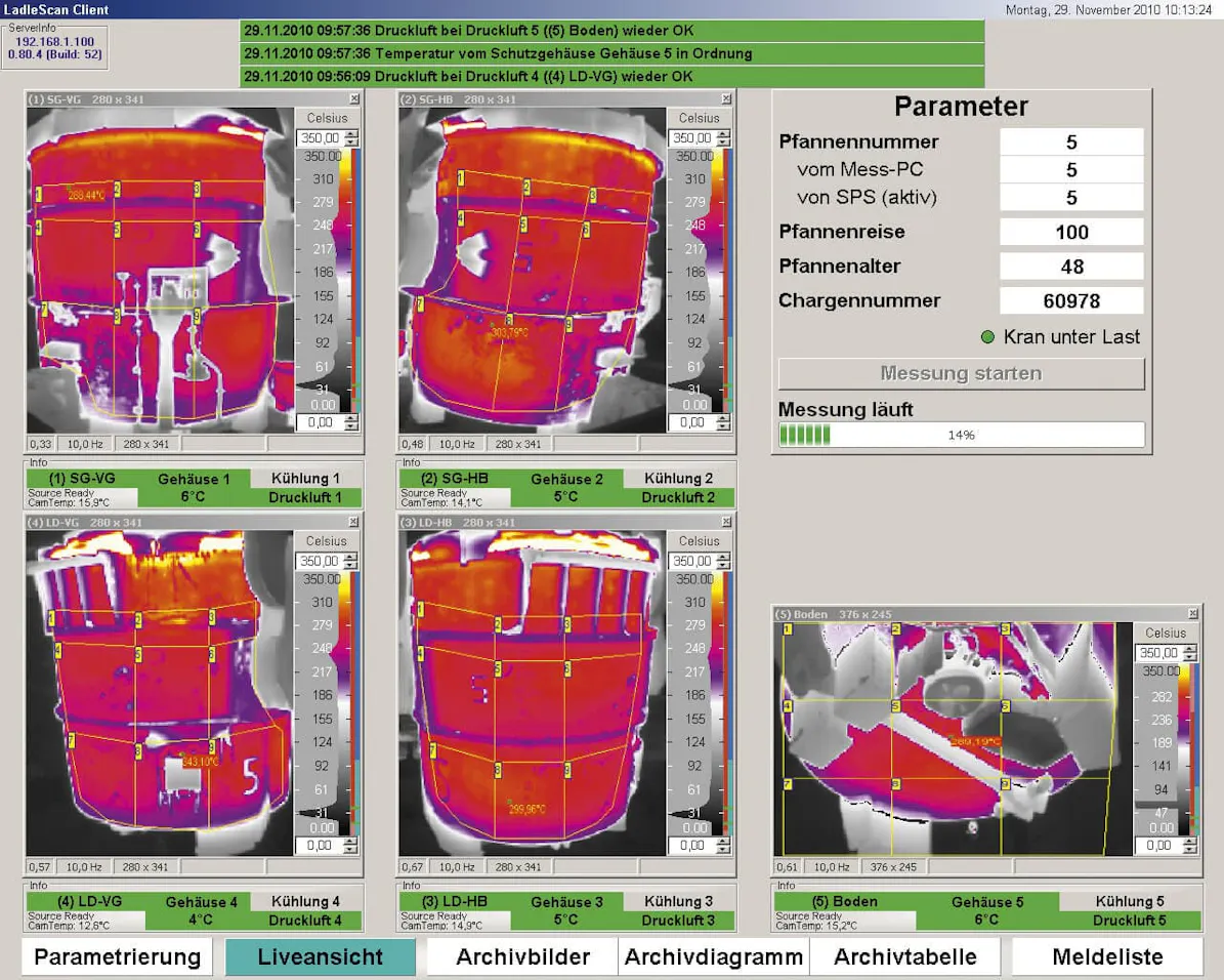 utomatic Ladle Monitoring - software screenshot