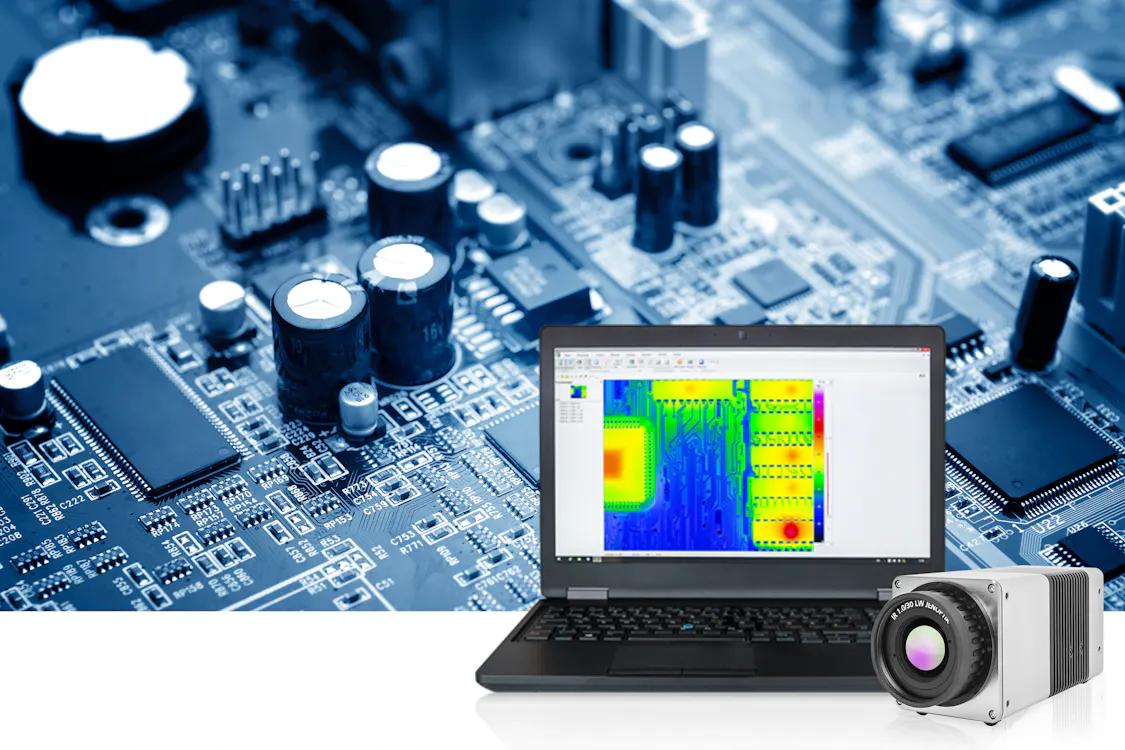 3D digital image measurement and thermography is used to measure thermal stress-induced deformation of electronical components.