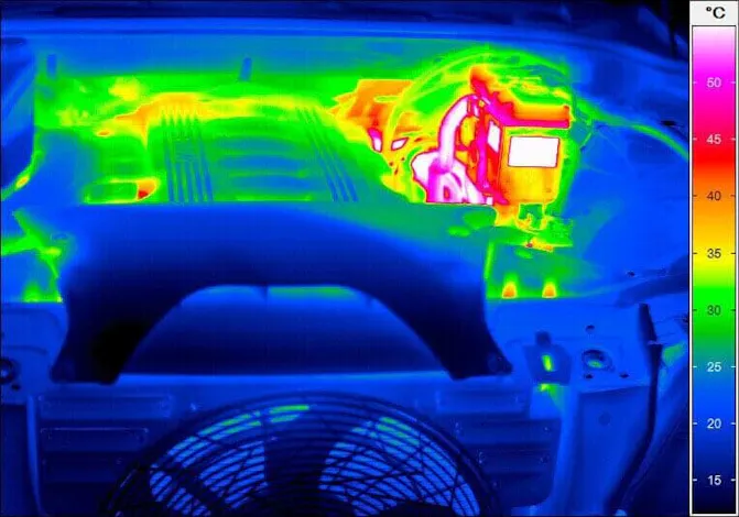 Thermal image of a car engine