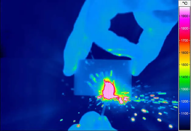 Thermal image of igniting a match