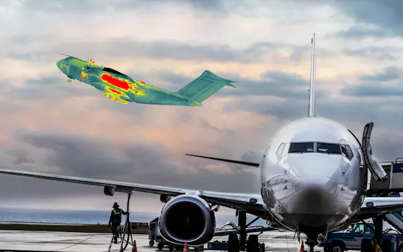 Montage of a thermal and a visual image of aviation - Picture Credits: © iStock.com / guvendemir