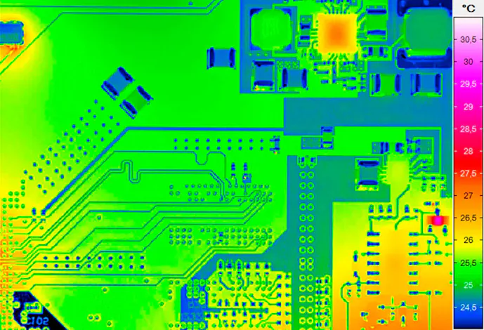 Micro-thermography of an electronics-board