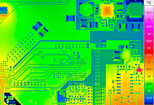 Micro-thermography of an electronics-board