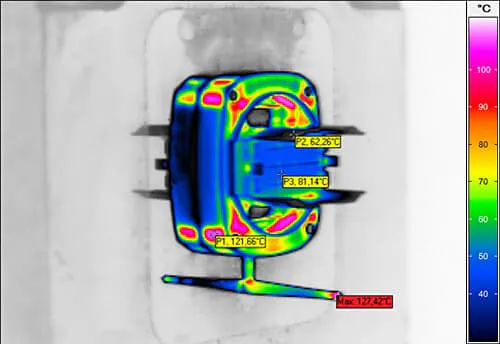 Thermal image of the moulded part at 60 °C mould temperature