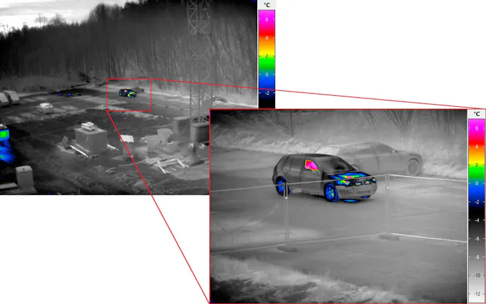 Wärmebildkamera VarioCAM® HD Z security - Zoom auf ein Auto